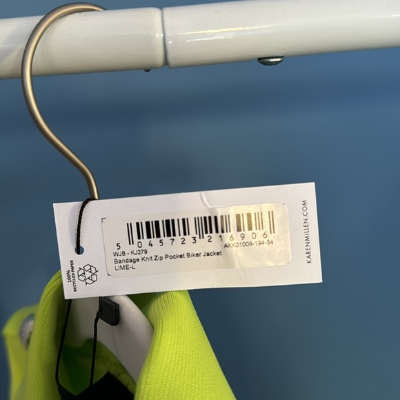 NWT Karen Millen Lime Green Moto Jacket - Picture 7 of 7